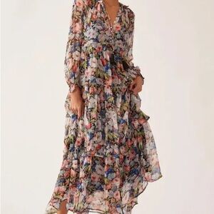 Anthropologie Multicolor Floral Long Sleeve Dress